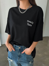 DAZY Embroidery Letter Graphic Drop Shoulder Tee